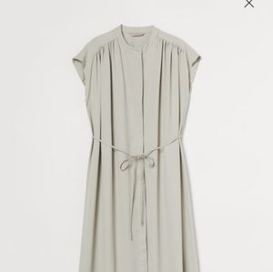 H & M sage green tie belt shirt dress